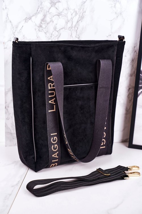 Veľká taška na kupujúci s odnímateľným čiernym pásom Laura Biaggi